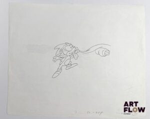 Sonic the Hedgehog, daprès Sega Sonic Scratch Dessin à la mine de plomb Sonic tirant un morceau de tissu "Créé par Sega, Sonic est un personnage emblématique du jeu vidéo, reconnu pour sa vitesse et son design iconique. Entre action et aventure, il s’impose comme une figure majeure de la culture vidéoludique." Dimensions : 27 x 32,5 cm