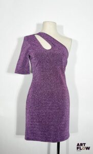 STELLA MCCARTNEY Robe asymétrique à paillettes de couleur violette Taille 42 Neuve avec étiquette Prix de vente conseillé : 1195€