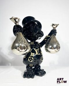 The Nineties Picsou Black & Gold, 2026 Sculpture en résine chromée Signée et numérotée 1/2 Hauteur hors socle 50 cm Avec certificat