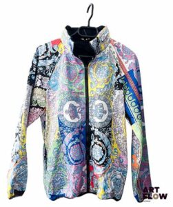 VERSACE Veste bomber en tissu imprimé barocco multicolore Taille 4 (44/46) Neuf avec étiquette (accident au dos voir photos)
