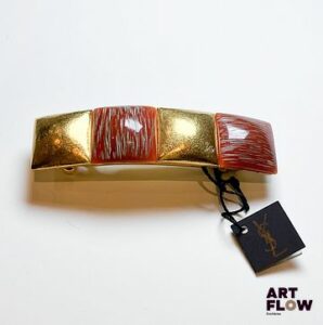 YSL Barrette en métal doré 8 x 2 cm
