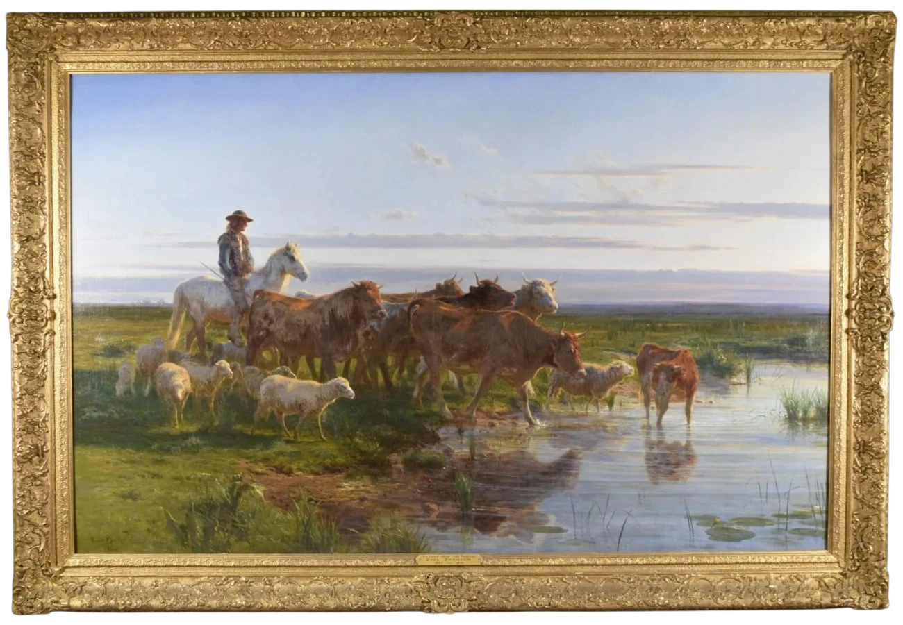 Bonheur, Rosa, A la mare, le gardien de troupeaux, huile sur toile