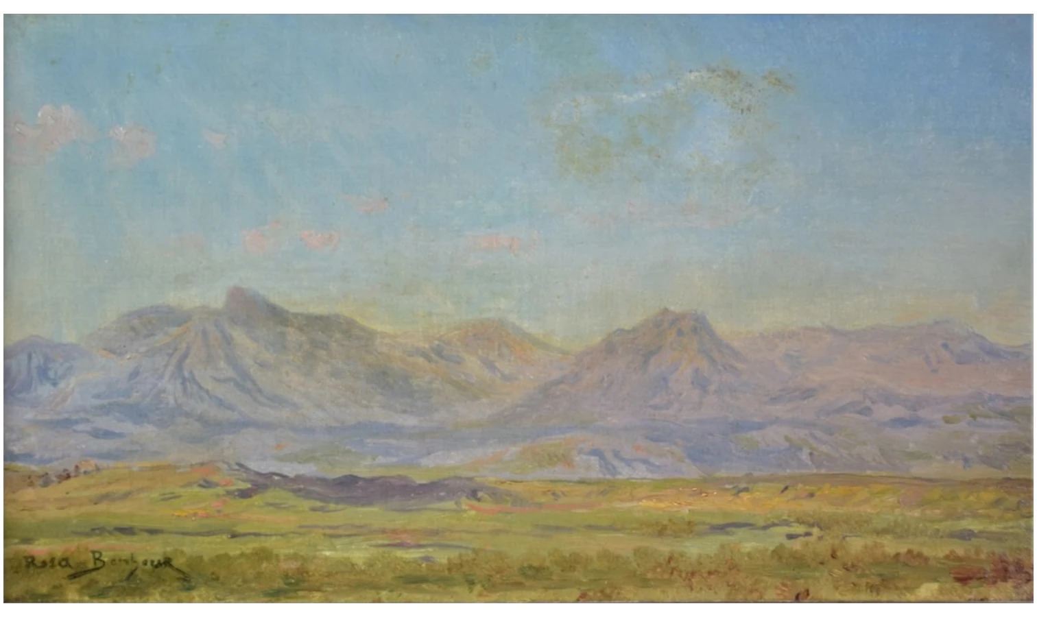 Bonheur, Rosa, Paysage montagneux, huile sur toile