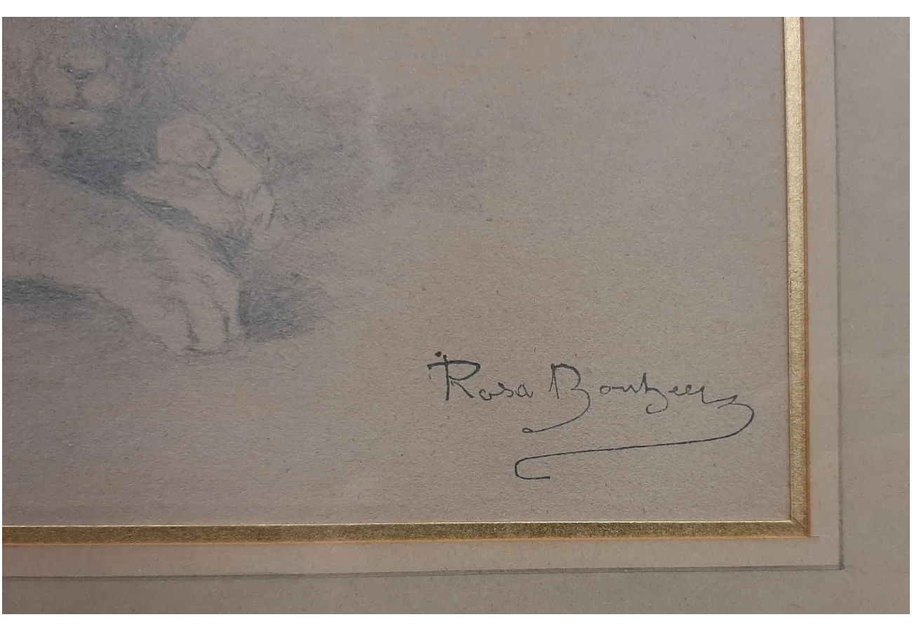 Bonheur, Rosa, détail de la signature sur un dessin au crayon