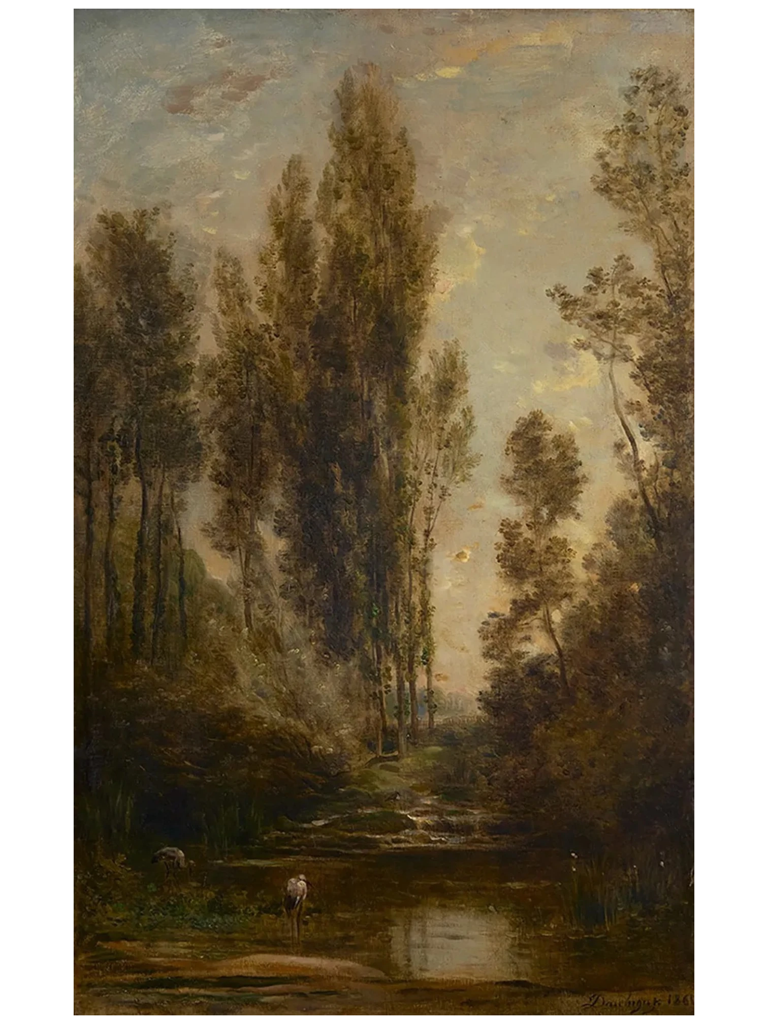 Daubigny, Charles-François, L'étang aux hérons, huile sur toile