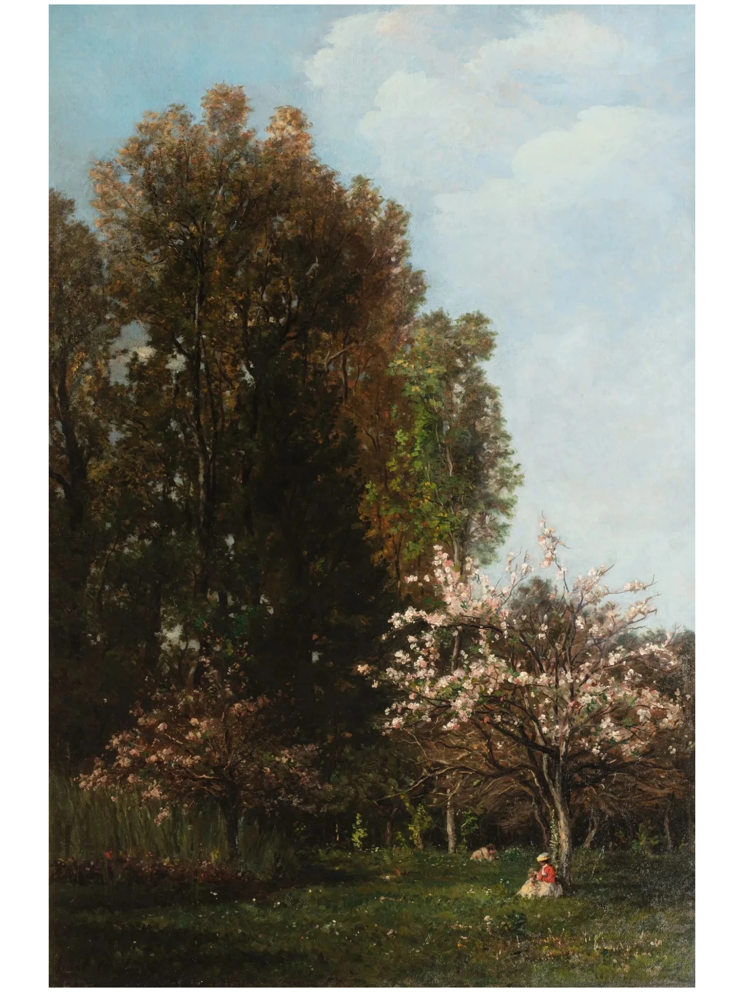 Daubigny, Karl, Cécile Daubigny dans le verger en fleurs à Auvers sur Oise, huile sur toile