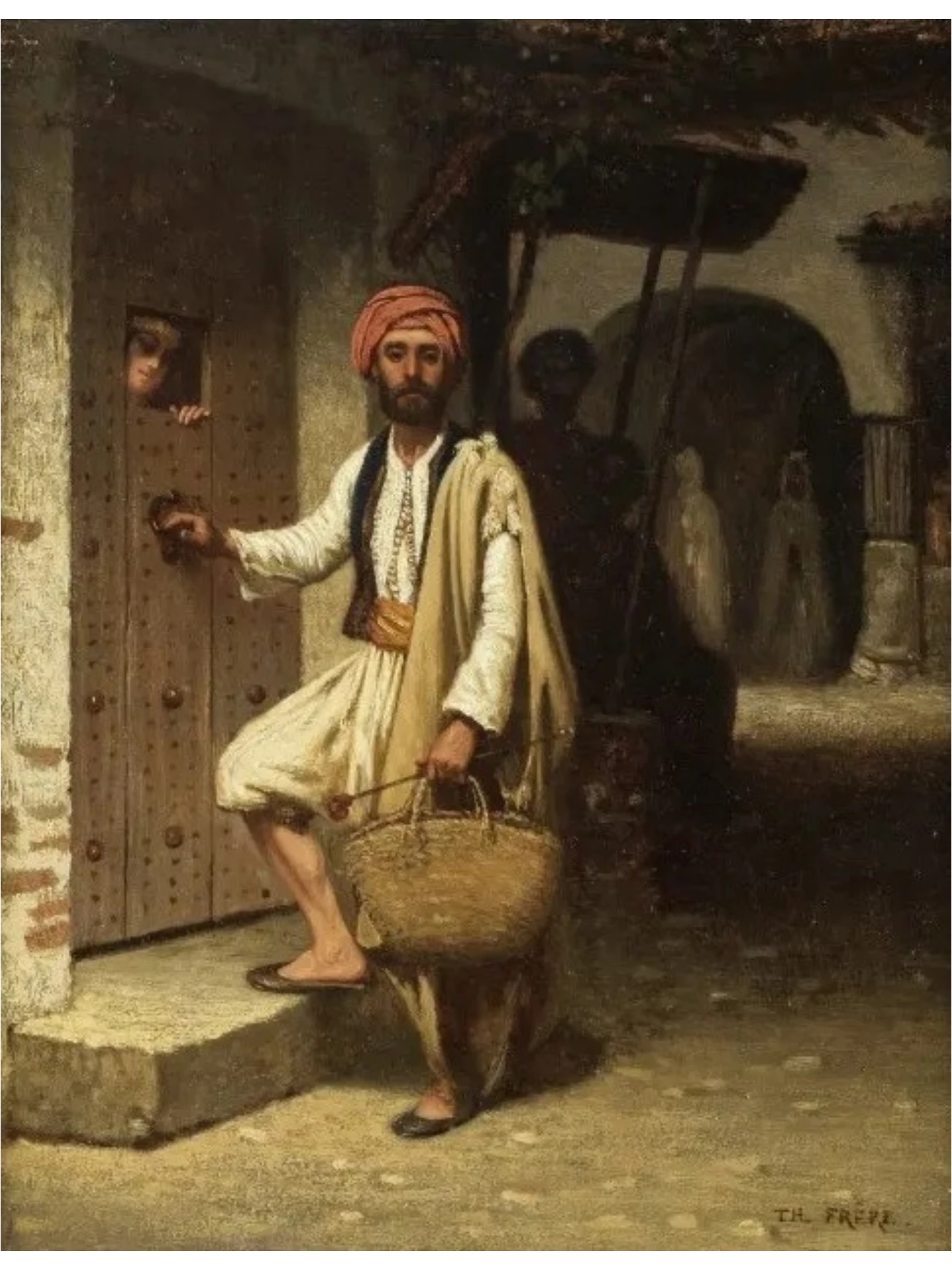 Frère, Charles-Théodore, A l'entrée de la casbah, Algérie, huile sur toile