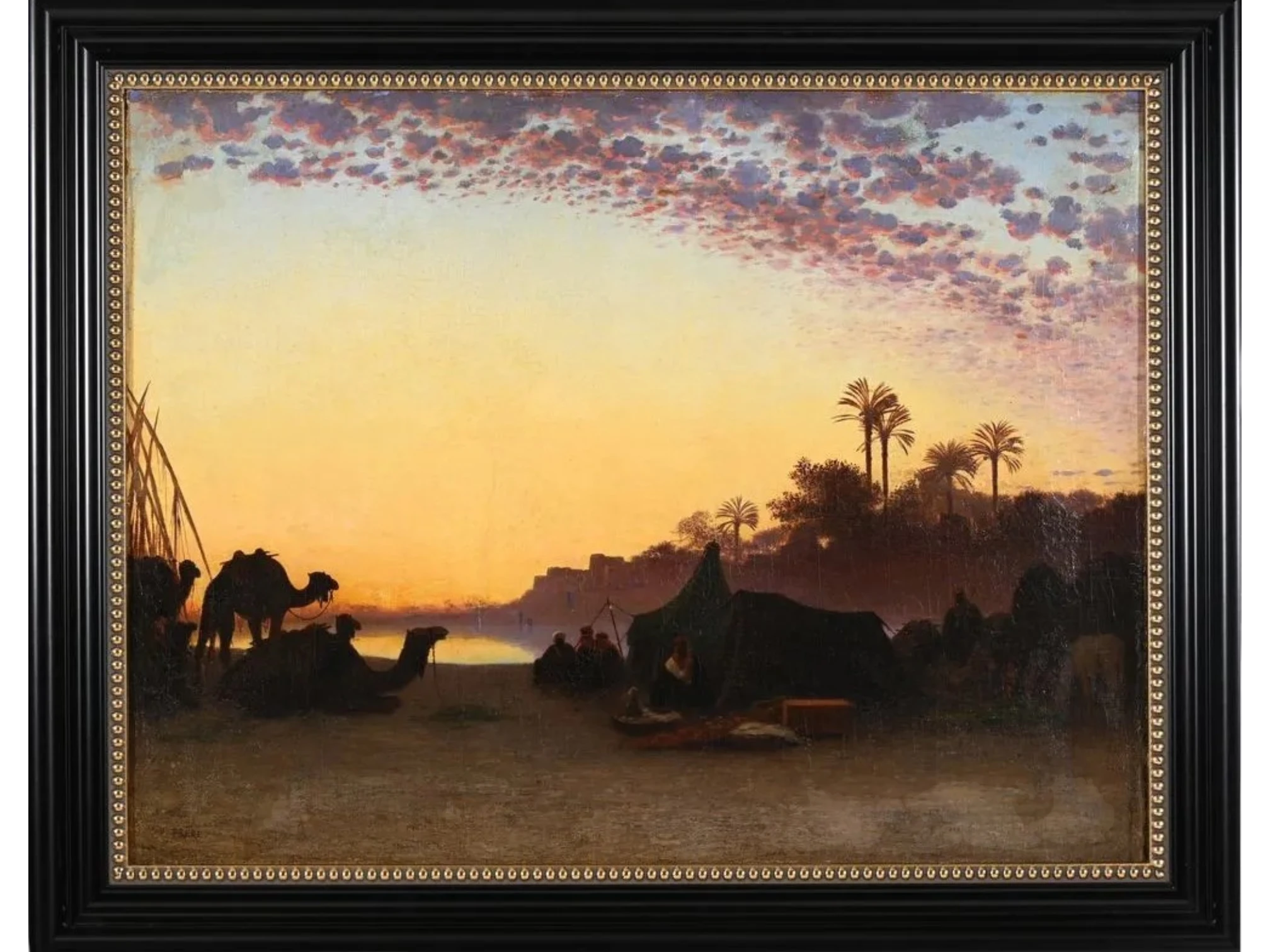 Frère, Charles-Théodore, Campement dans un oasis en Algérie, huile sur toile