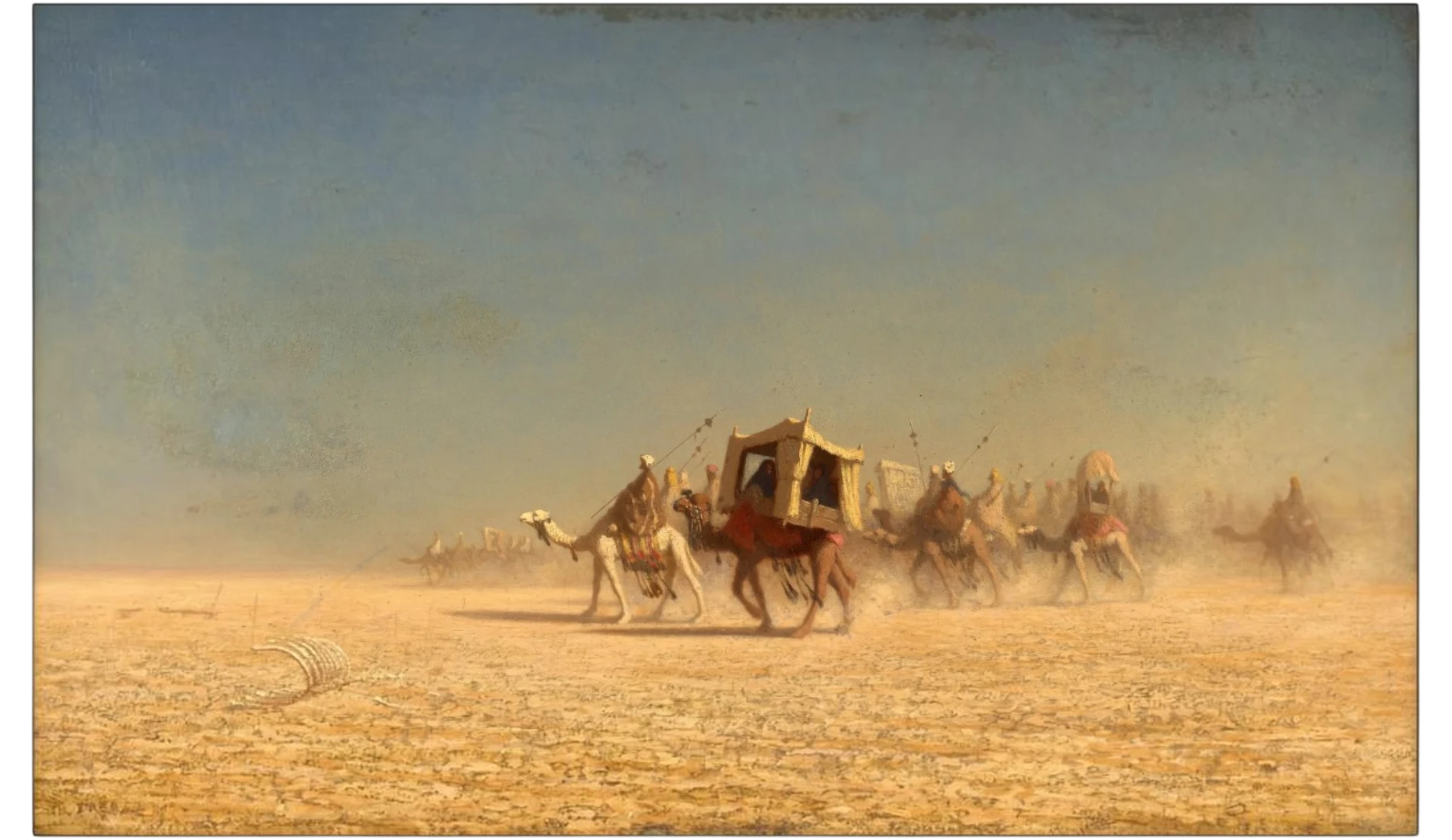 Frère, Charles-Théodore, Caravane dans le désert, huile sur panneau