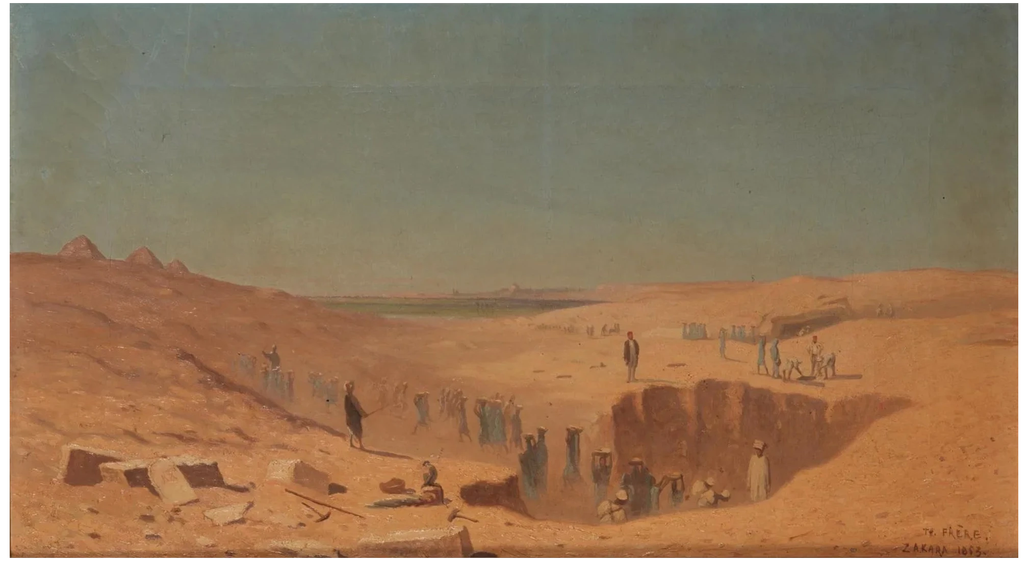 Frère, Charles-Théodore, Fouilles à Zakara, huile sur toile