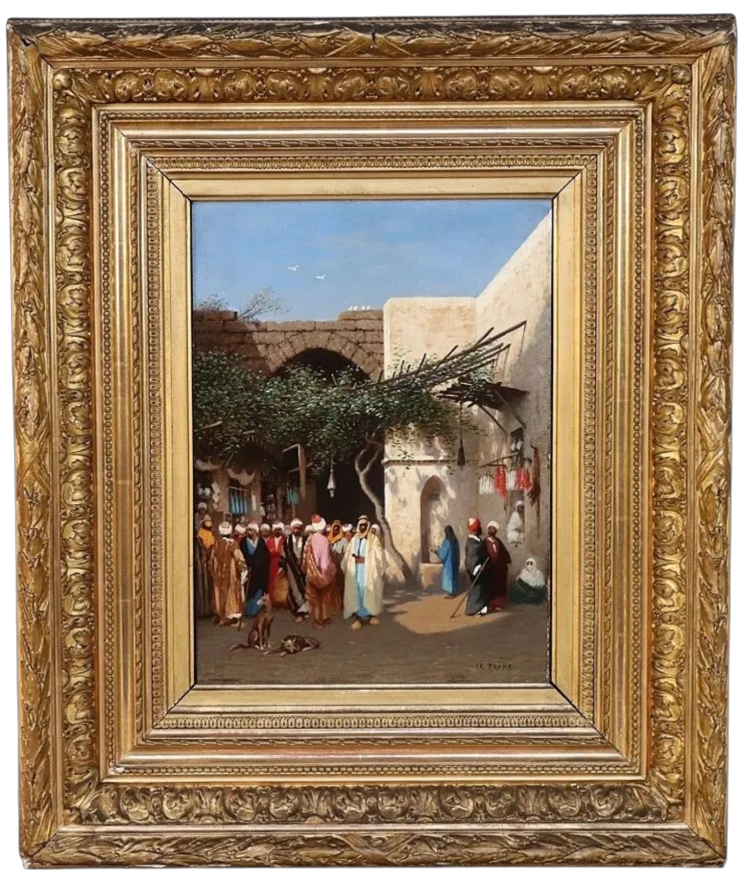 Frère, Charles-Théodore, L'entrée du bazar de Damas, huile sur panneau