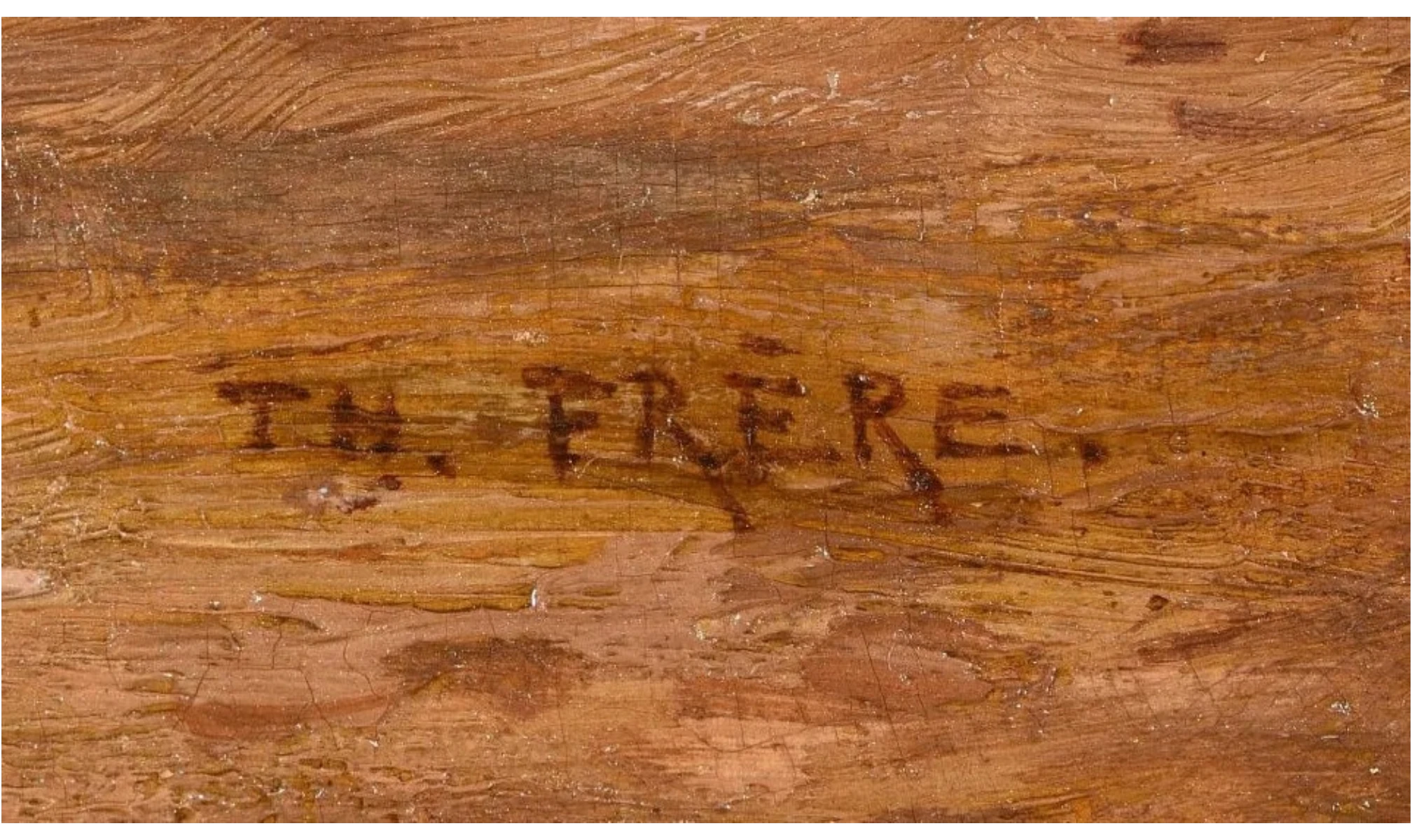 Frère, Théodore, Détail de la signature sur une huile sur panneau
