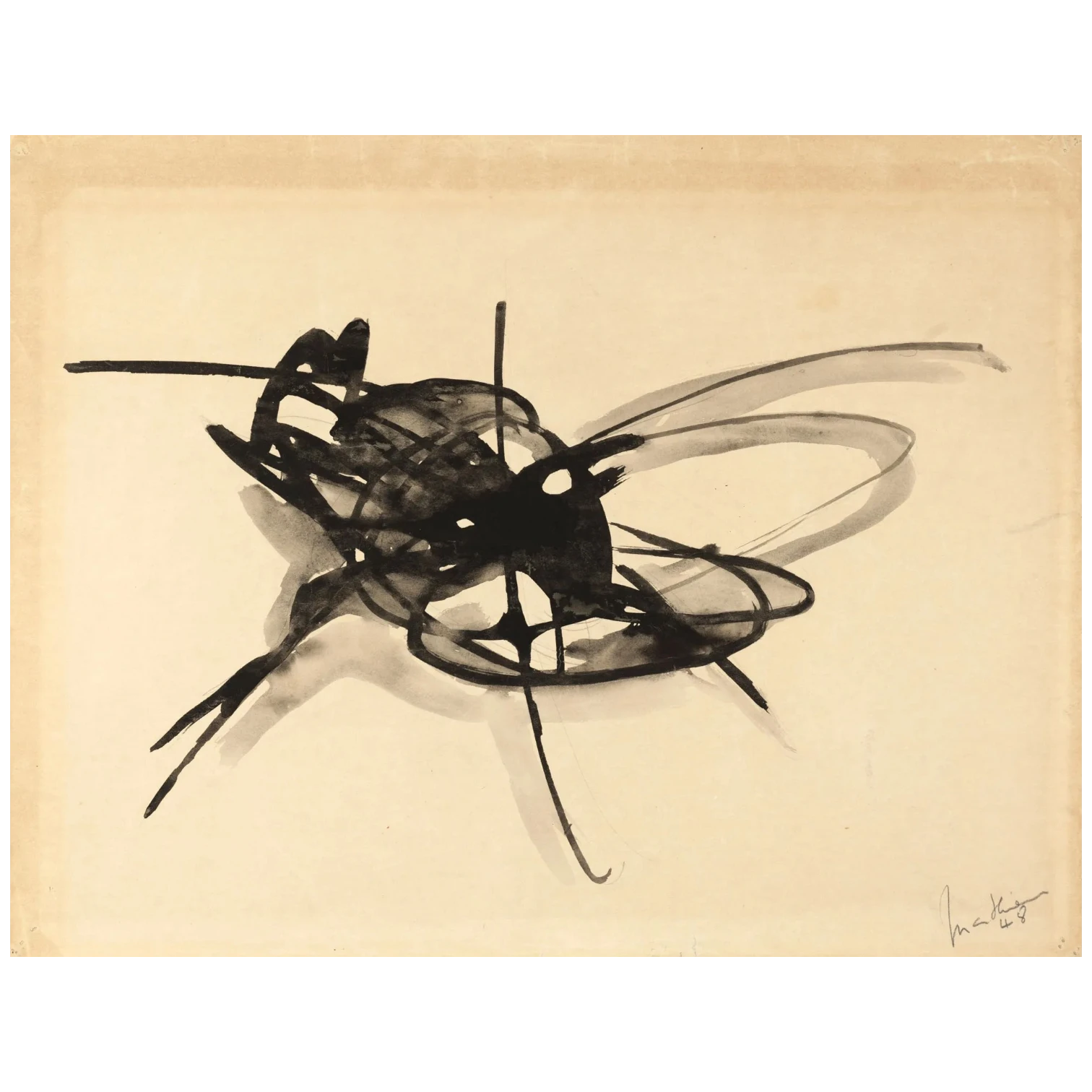 Mathieu Georges_composition_encre et lavis sur papier_1948