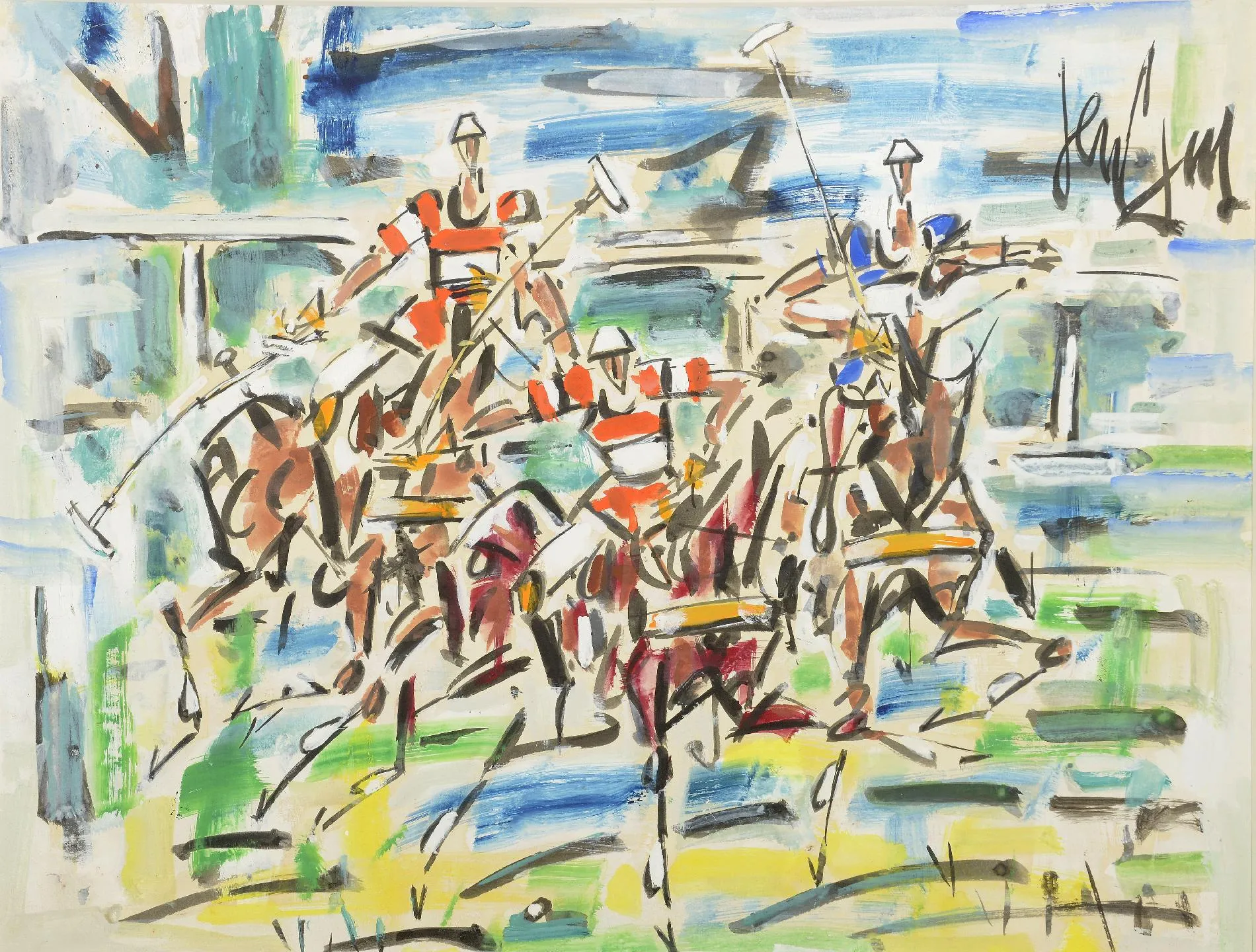 Tabmeau de Paul Gen La partie de polo gouache