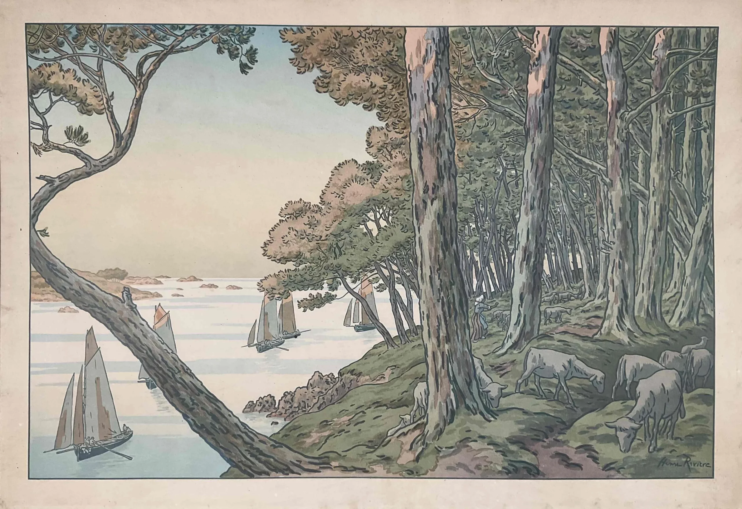 Lithographie de Henri Rivière Soir d'été