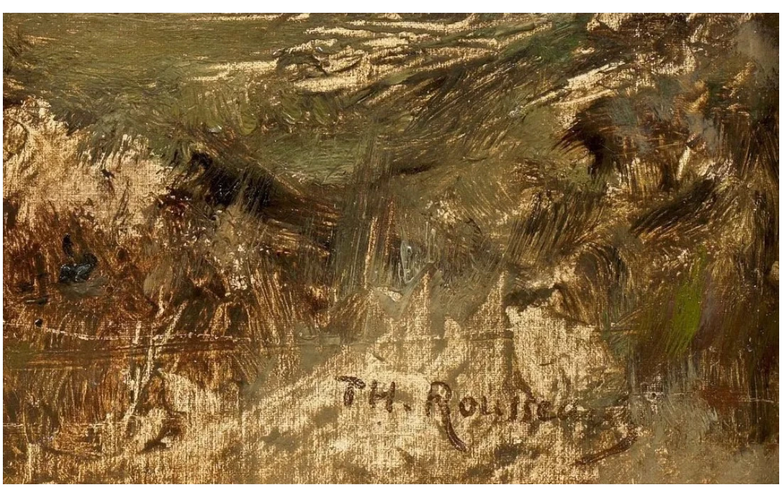 Rousseau, Théodore, Détail de la signature sur une huile