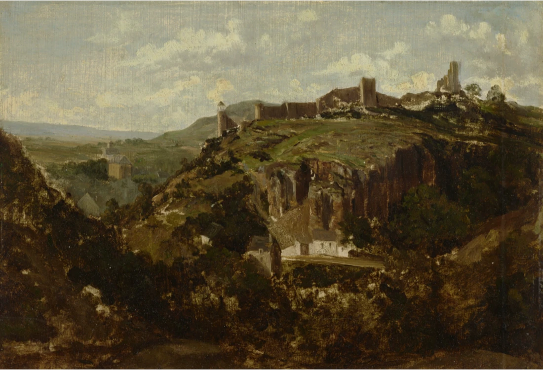 Rousseau, Théodore, Village d'Auvergne, huile sur papier marouflé sur panneau